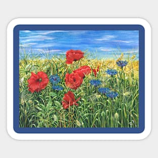 Cornflowers and Poppies Sticker